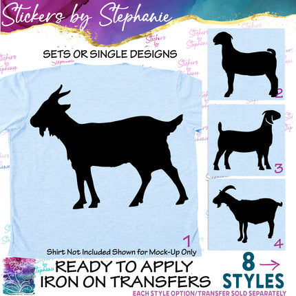 (s01A-063) Goat Silhouette Iron-On Transfer