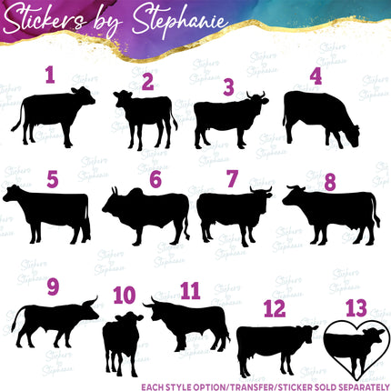(s01A-065) Cow Silhouette Iron-On Transfer