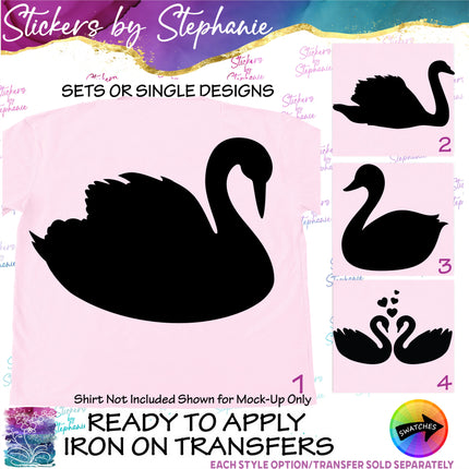 (s01A-066) Swan Silhouette Iron-On Transfer
