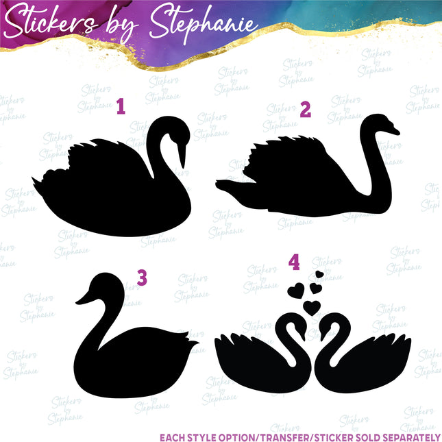 (s01A-066) Swan Silhouette Iron-On Transfer