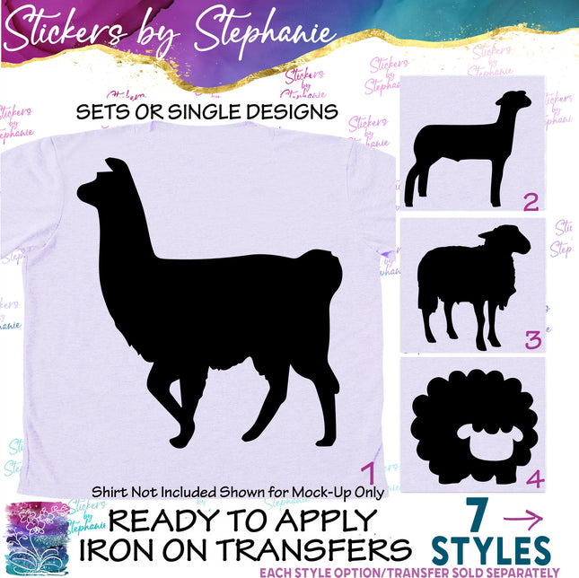 (s01A-067) Llama, Lamb, Sheep, Goat Iron-On Transfer