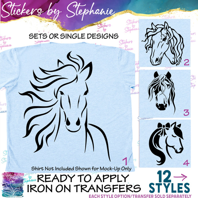 (s01A-074) Horse Head Iron-On Transfer