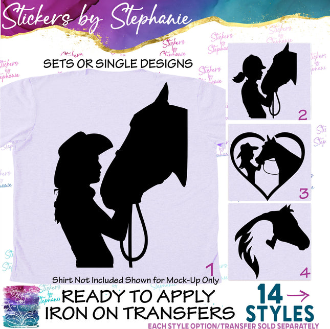 (s01A-075) Girl & Horse Iron-On Transfer