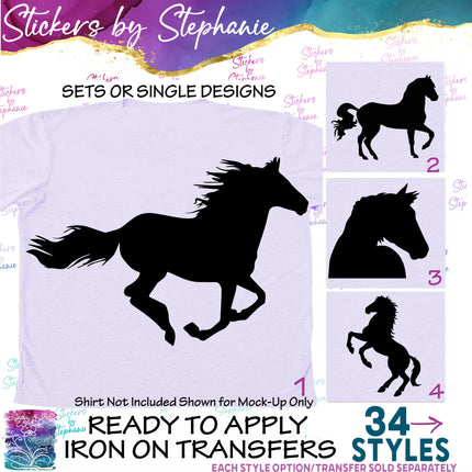 (s01A-076) Horse Silhouette Iron-On Transfer