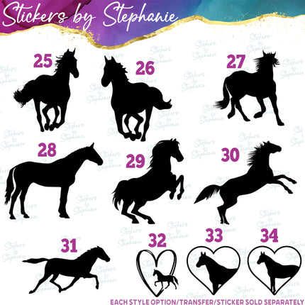 (s01A-076) Horse Silhouette Iron-On Transfer
