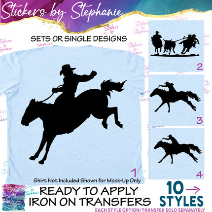 (s01A-078) Horse Cowboy Rodeo Iron-On Transfer