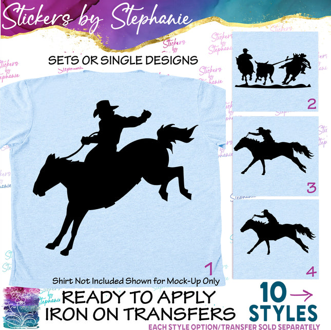(s01A-078) Horse Cowboy Rodeo Iron-On Transfer