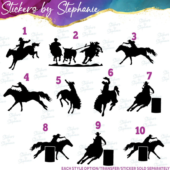 (s01A-078) Horse Cowboy Rodeo Iron-On Transfer