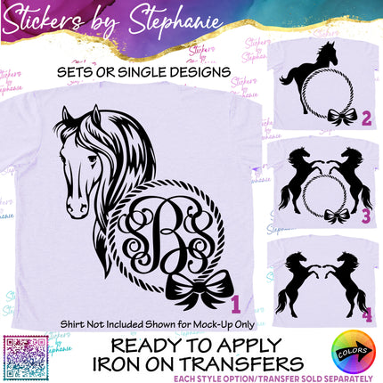 (s01A-079) Horse Frame Monogram Iron-On Transfer