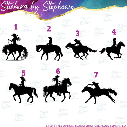 (s01A-080) Horse Cowgirl Rodeo Iron-On Transfer