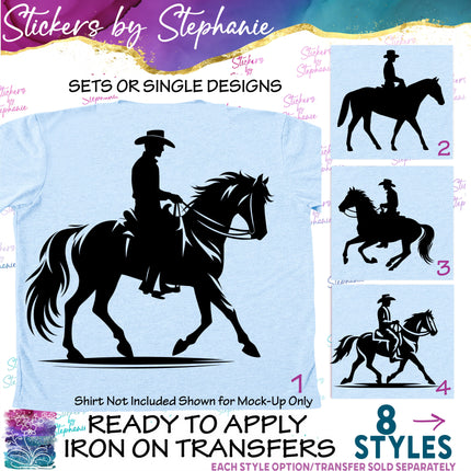 (s01A-081) Horse Cowboy Iron-On Transfer