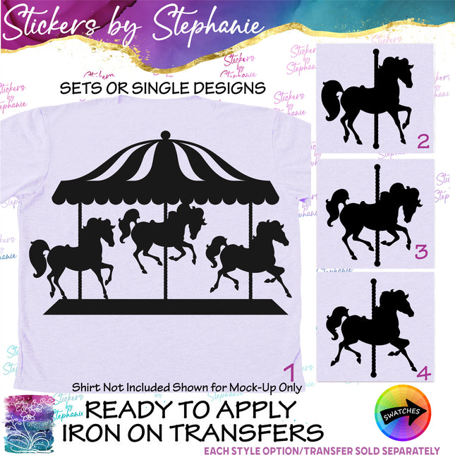 (s01A-082) Carousel Horse Iron-On Transfer