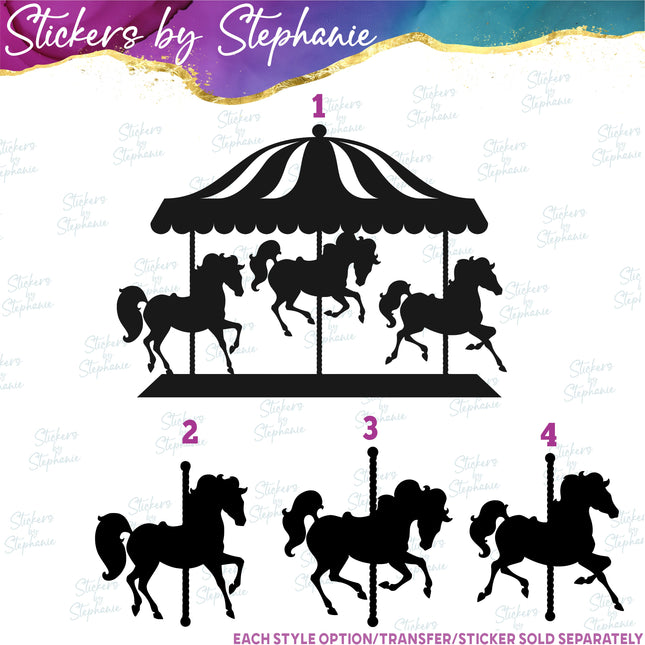 (s01A-082) Carousel Horse Iron-On Transfer