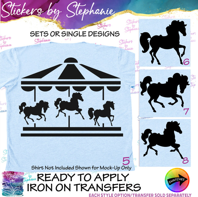 (s01A-083) Carousel Horse Iron-On Transfer