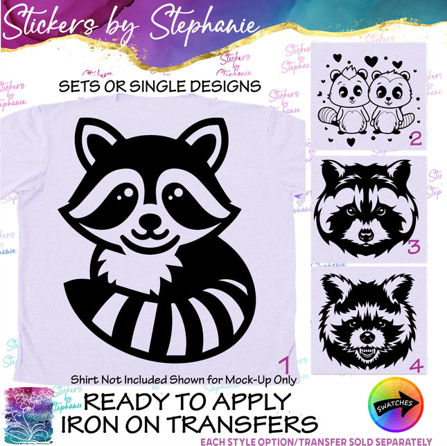 (s01A-086) Racoon Iron-On Transfer