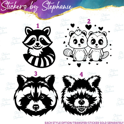 (s01A-086) Racoon Iron-On Transfer