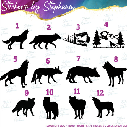 (s01A-087) Wolf Silhouette Iron-On Transfer
