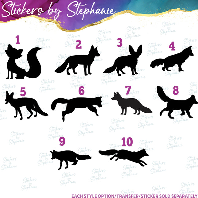 (s01A-088) Fox Silhouette Iron-On Transfer