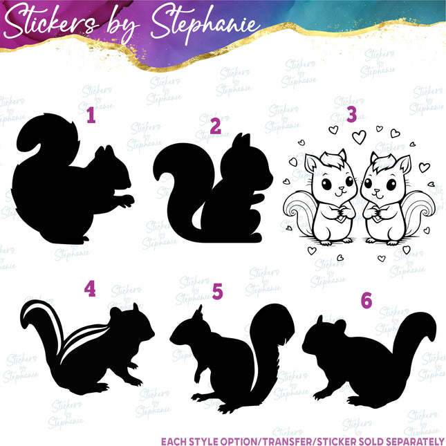 (s01A-092) Squirrel, Chipmunk Silhouette Iron-On Transfer