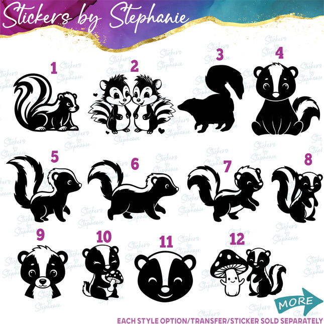 (s01A-093) Skunk Iron-On Transfer
