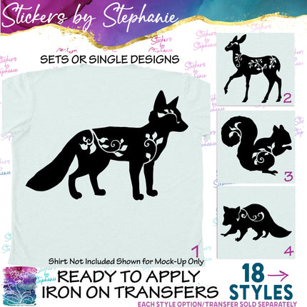 (s01A-096) Vine Forest Animals Iron-On Transfer