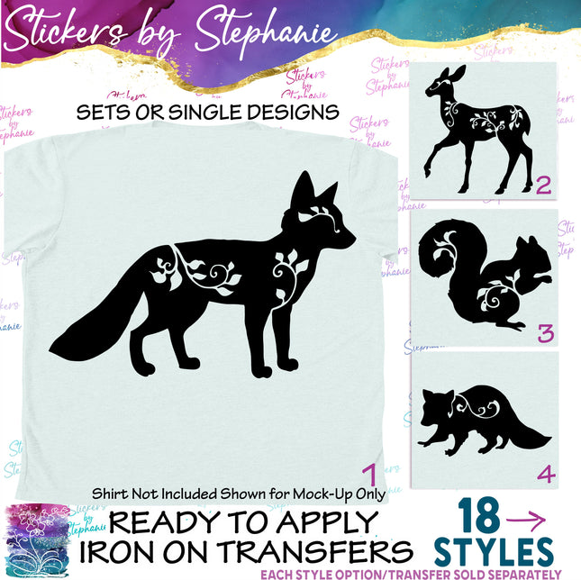 (s01A-096) Vine Forest Animals Iron-On Transfer