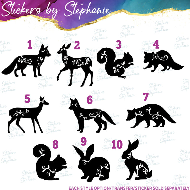 (s01A-096) Vine Forest Animals Iron-On Transfer