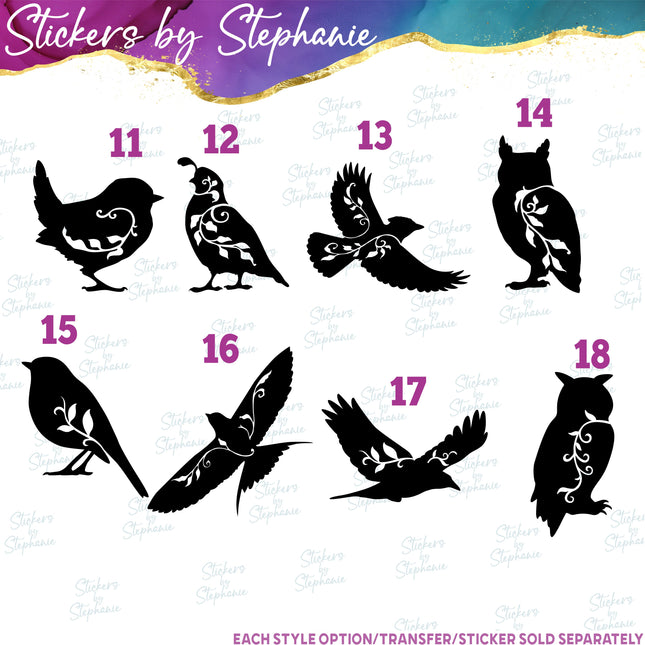 (s01A-096) Vine Birds Iron-On Transfer