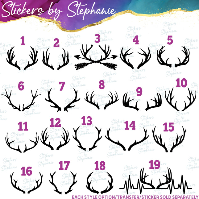 (s01A-098) Deer Antlers Iron-On Transfer
