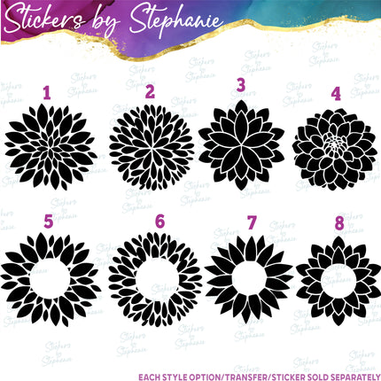 (s01-014) Dahlia Flower Iron-On Transfer