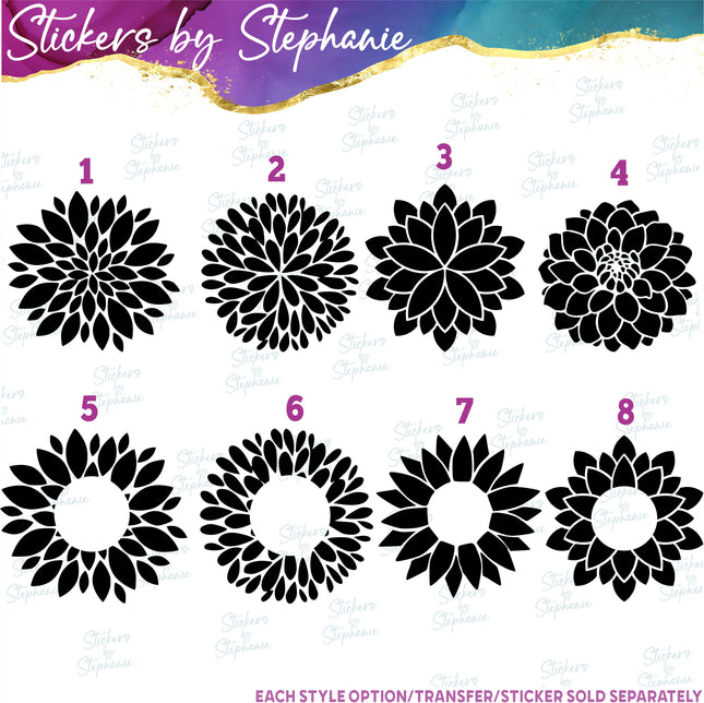 (s01-014) Dahlia Flower Iron-On Transfer