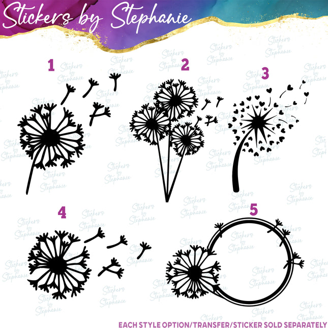 (s01-018) Dandelion Flower Iron-On Transfer