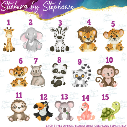 (s02A-101) Baby Safari Animals Iron-On Transfer or Sticker