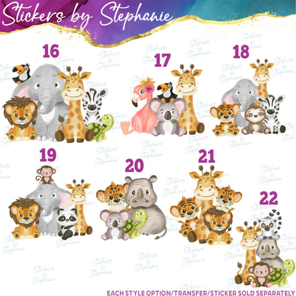 (s02A-101) Baby Safari Animals Iron-On Transfer or Sticker
