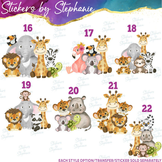 (s02A-102) Baby Safari Animals Iron-On Transfer or Sticker