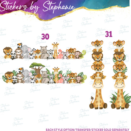 (s02A-101) Baby Safari Animals Iron-On Transfer or Sticker