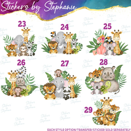 (s02A-101) Baby Safari Animals Iron-On Transfer or Sticker