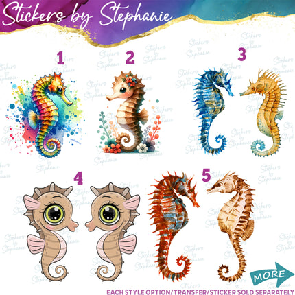 (s02A-105) Watercolor & Cartoon Seahorse Iron-On Transfer or Sticker