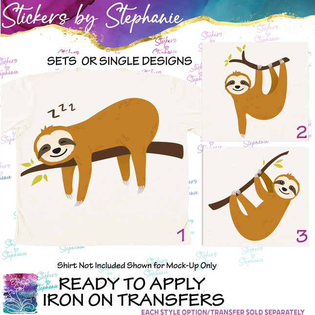 (s02A-107) Sleeping Hanging Sloth Iron-On Transfer or Sticker
