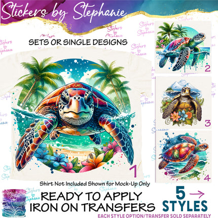 (s02A-111) Turtle Oceanscape Iron-On Transfer or Sticker