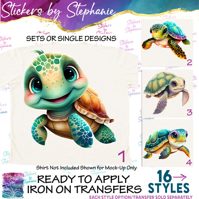 (s02A-114) Sea Turtle Iron-On Transfer or Sticker
