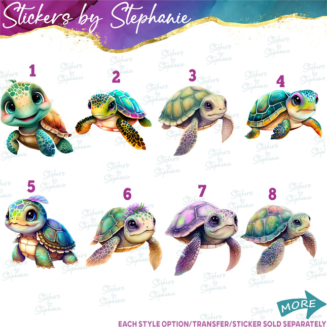 (s02A-114) Sea Turtle Iron-On Transfer or Sticker