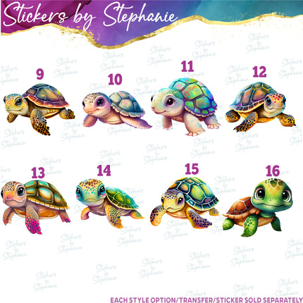 (s02A-114) Sea Turtle Iron-On Transfer or Sticker