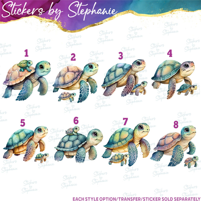 (s02A-115) Mama & Baby Sea Turtle Iron-On Transfer or Sticker
