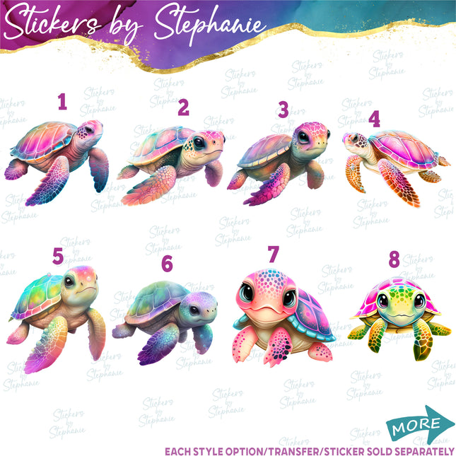 (s02A-116) Colorful Sea Turtle Iron-On Transfer or Sticker