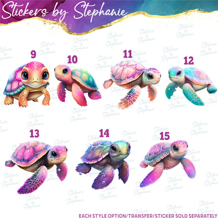 (s02A-116) Colorful Sea Turtle Iron-On Transfer or Sticker
