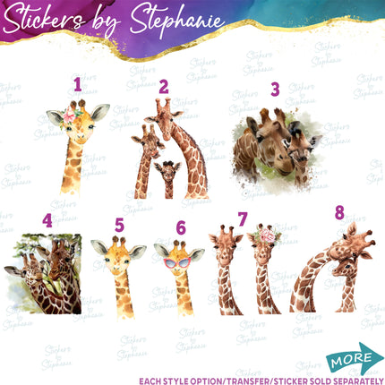 (s02A-118) Watercolor Giraffe Iron-On Transfer or Sticker