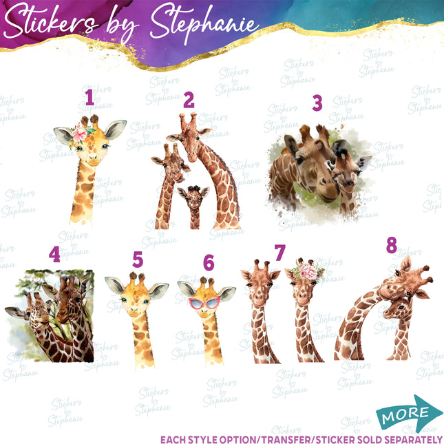 (s02A-118) Watercolor Giraffe Iron-On Transfer or Sticker