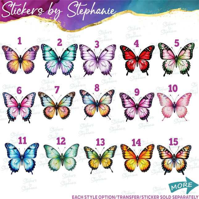 (s02A-124) Watercolor Butterfly Butterflies Iron-On Transfer or Sticker