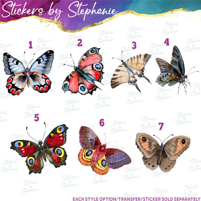 (s02A-126) Watercolor Butterfly Moth Iron-On Transfer or Sticker